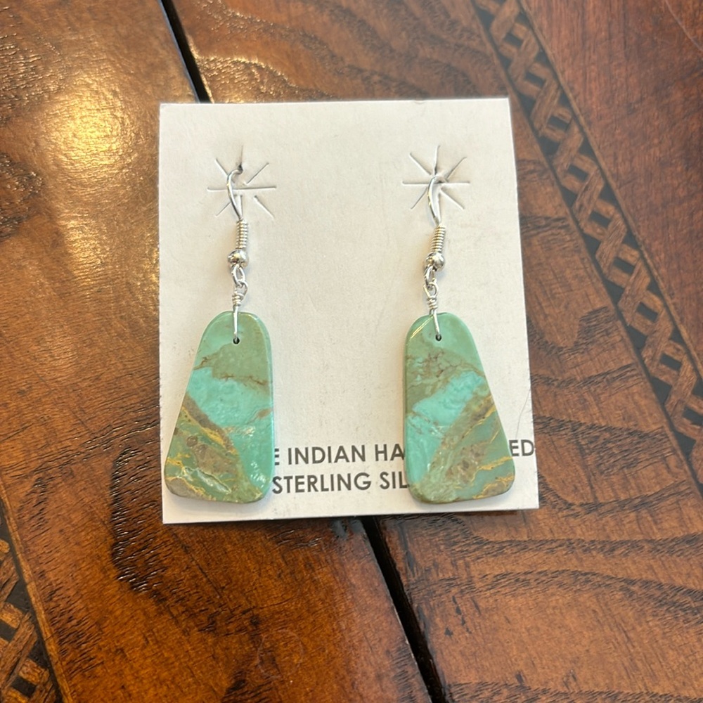 Pete Jameson turquoise slab sterling silver earrings